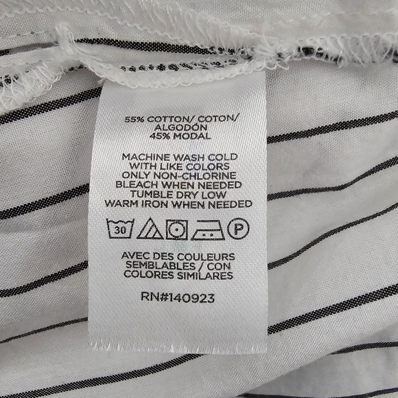 Ann Taylor Loft Striped Cotton Blend Side Wrap Blouse | NWT | XS | White Black - Picture 7 of 7